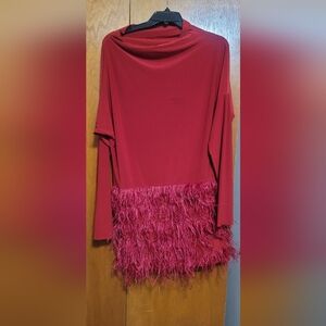 Norma Kamali Feathered All In One Mini Dress